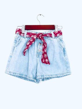 MNG Jean Demin Button-up Tie Jean Denim Shorts Sz 9